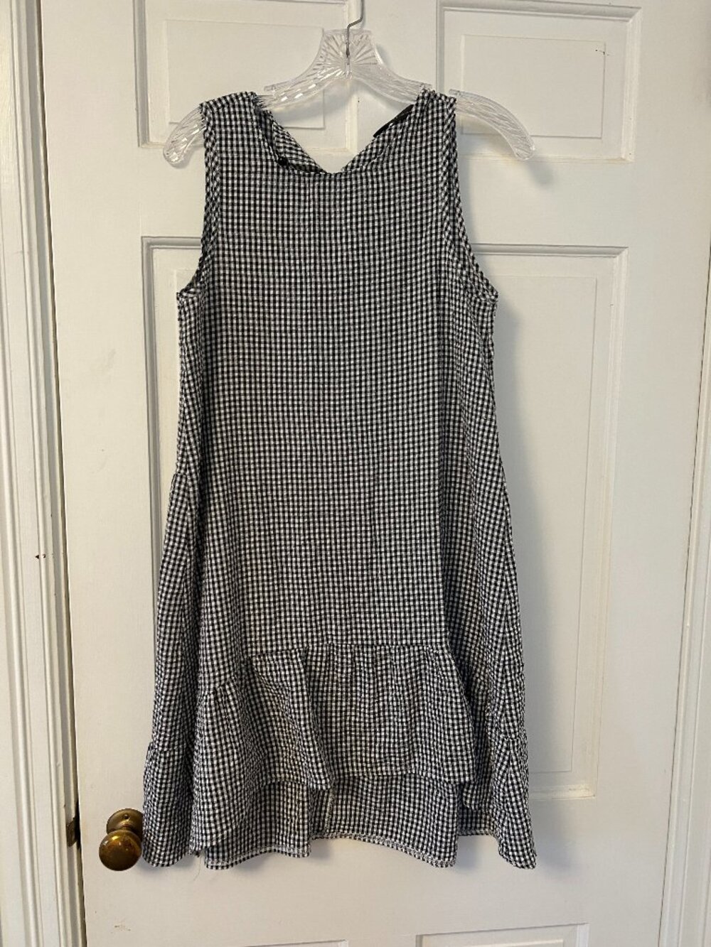 Zanzea Black & White Gingham High Low Dress Size Small